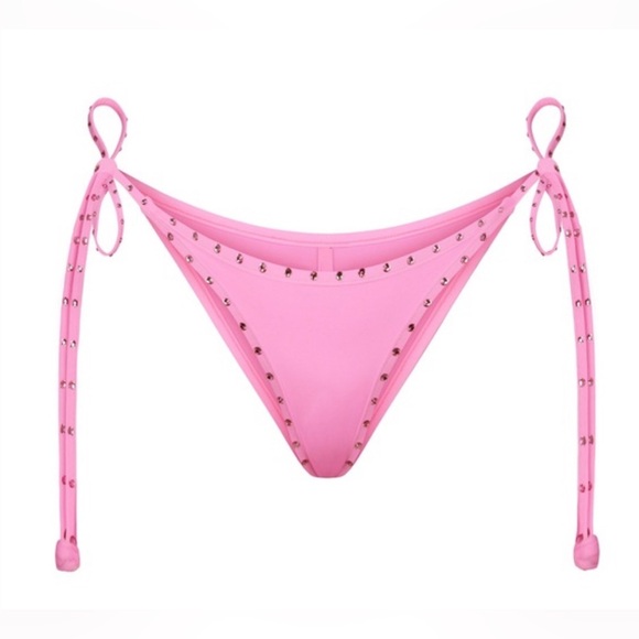 SKIMS Rhinestone Swim Tie Bikini Bottom/ Light Pink 3X (BB-BRF-3184). NWT. - Picture 1 of 10